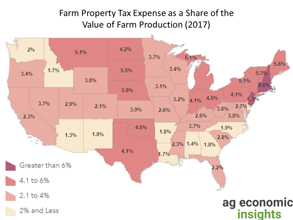 farm property tax expense by state. ag economic insights.. aei.ag. ag trends.