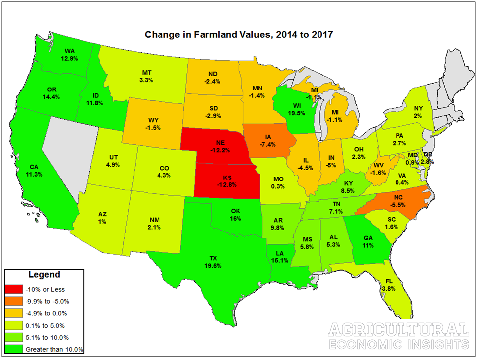 State-Level Farmland Values in 2017. Ag Trends. Agricultural Economic Insights